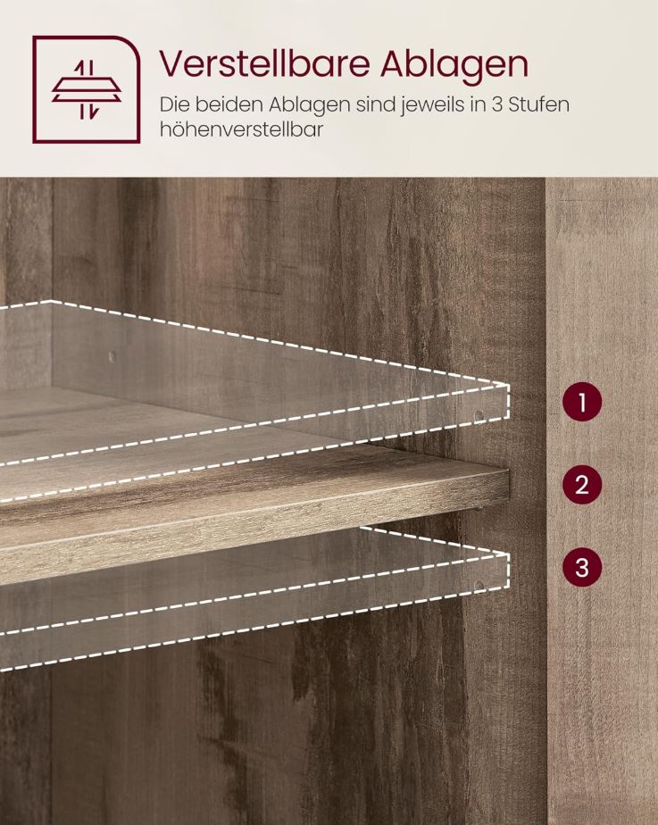Sideboard Küchenschrank mit Glastüren, Stahlrahmen, Industriestil