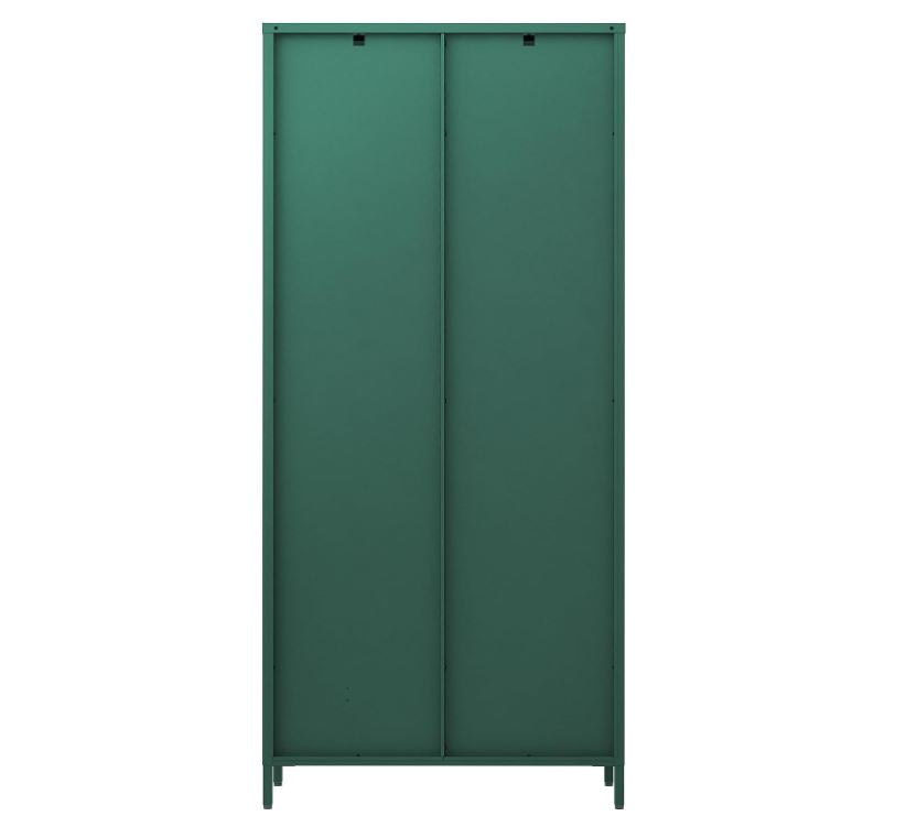 Vitrinenschrank Säkylä 180x80x35 cm mit 2 Türen, geriffeltes Glas, Tannengrün
