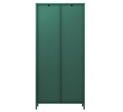 Vitrinenschrank Säkylä 180x80x35 cm mit 2 Türen, geriffeltes Glas, Tannengrün