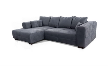 XXL Ecksofa mit Longchair Links, Rücken- & Zierkissen, Industrial Style, 285 x 69 x 170 cm