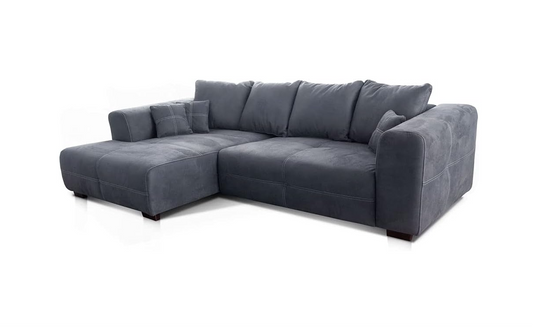 XXL Ecksofa mit Longchair Links, Rücken- & Zierkissen, Industrial Style, 285 x 69 x 170 cm