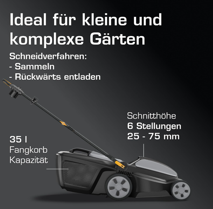 Alpina AL1 34 E Elektro-Rasenmäher – 1200W, 34cm Schnittbreite, 6-fach verstellbar