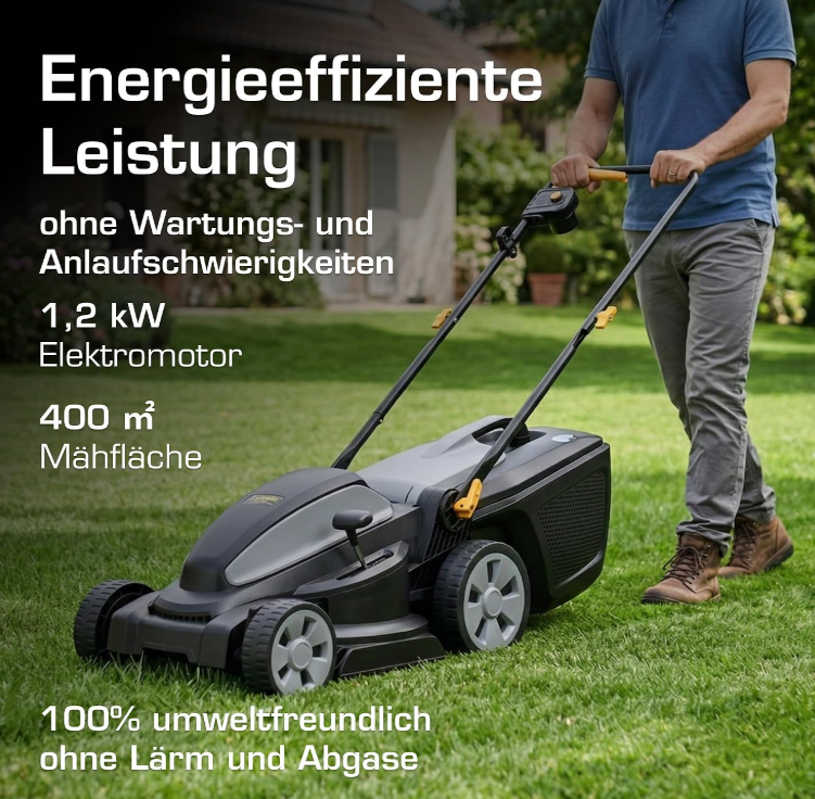 Alpina AL1 34 E Elektro-Rasenmäher – 1200W, 34cm Schnittbreite, 6-fach verstellbar